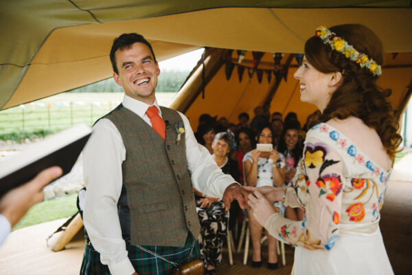 Garden Wedding, Tipi Interior, Tipi Ceremony, Intimate Weddings Cumbria, Wedding tipi scotland