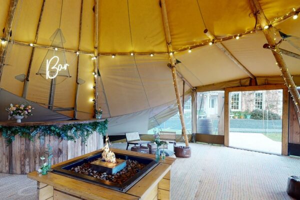 Light and Bright Wedding Tipi at Low House