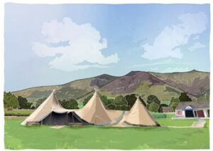 Illustration of Tipi Tents at Threlkeld Cricket Club - a momento of your Special Event To Last A lifetime