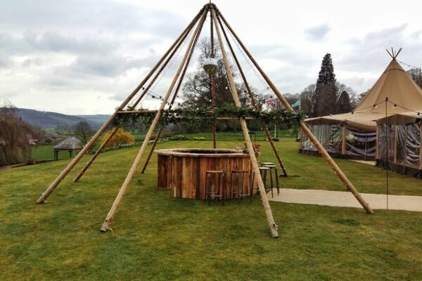 Naked Tipi with Round Bar, Tipi Hire Available at wedding venues throughout the Lake District