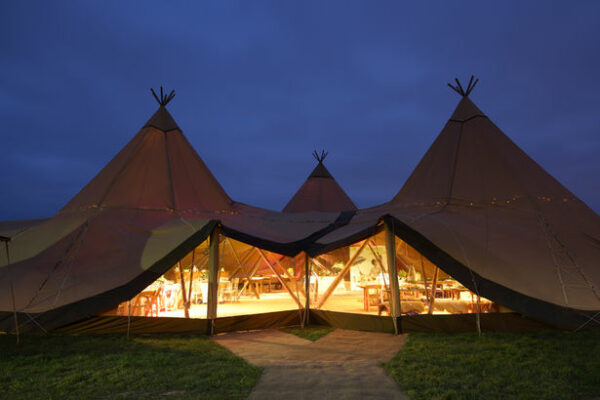 Clear Panels and raised sides on Tipi Tent