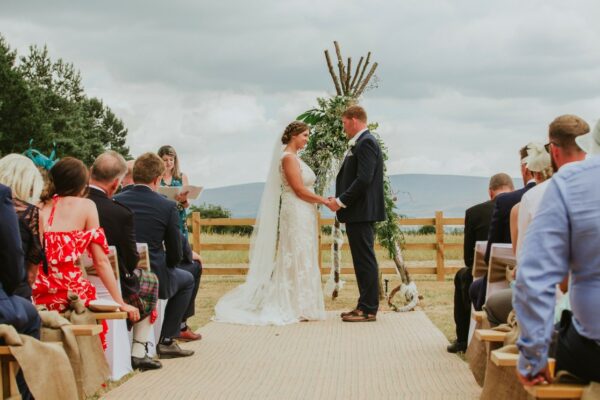 Outdoor Wedding Ceremony with Tipi Party Tents at the High Barn on the Eden Hall Estate
