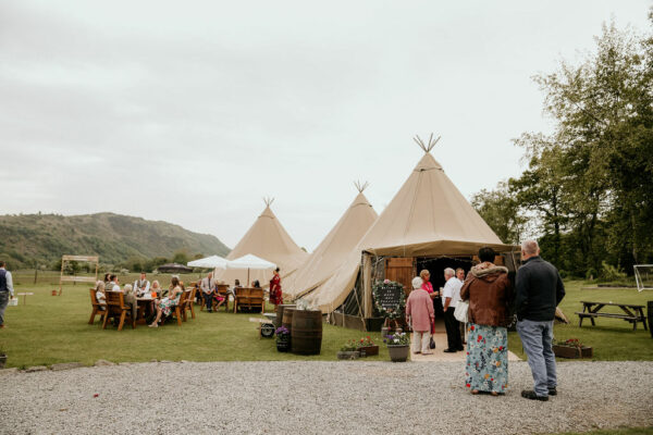 Event Tipi Tent with Oak Doors and Clear Panels - Cumbria Wedding Venue Bower House Inn, Lake District Wedding