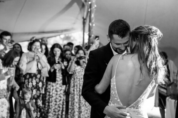 First dance in the tipi tents for the bride and grooms wedding