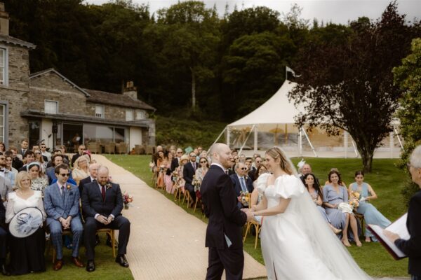 Outdoor Wedding Ceremony for Sailcloth Marquee, Lake District Wedding