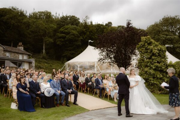 Outdoor Wedding Ceremony for Sailcloth Marquee, Lake District Wedding