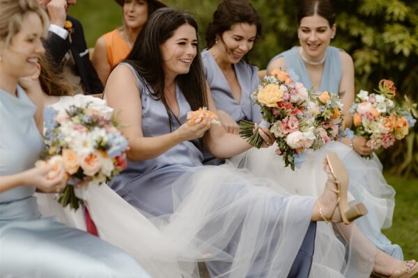 Beautiful Bridesmaids - Outdoor Wedding Ceremony for Sailcloth Marquee, Lake District Wedding