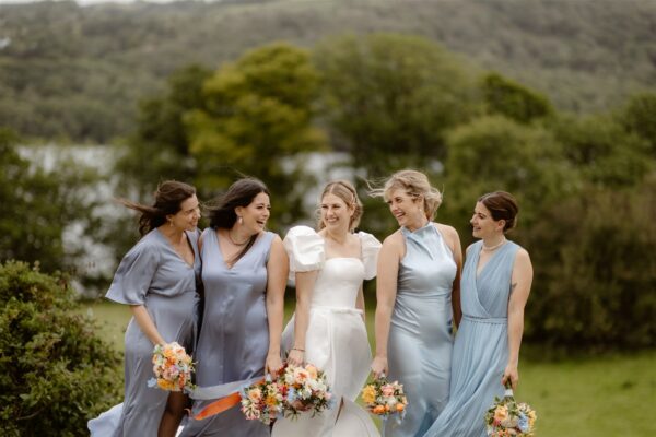 Bridal Party Photos - Lake District Wedding View over Lake Windermere at Silverholme Manor in Cumbria