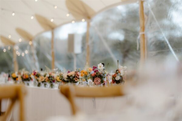 Wedding Flowers Cumbria Wedding Supplier - Light Bright and Airy Sailcloth Marquee, Top Table in the Sailcloth Tent
