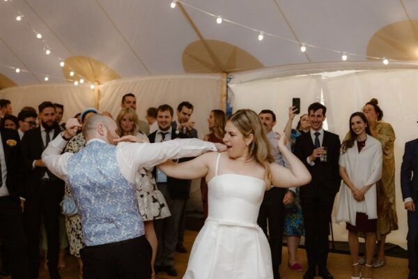 First Dance Time! Wedding First Dance in Sailcloth Tent Marquee Hire Cumbria