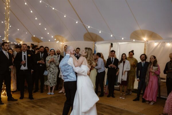 First Dance Time! Wedding First Dance in Sailcloth Tent Marquee Hire Cumbria